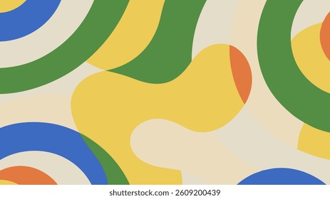 Retro Wavy and Circular Abstract Colorful Background. Vector design for wrapping, fabric, textile, wallpaper, and decor