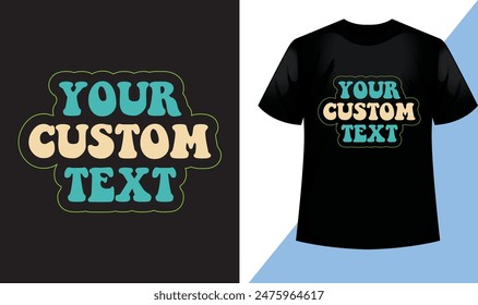 Retro wavy groovy, typography style, vintage ,typeface in bundle, 70s 3d style rainbow color t shirt design