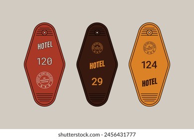 Retro Wavy Hotel Keychain Vector