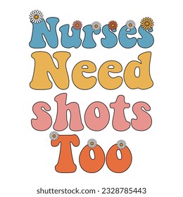 Retro wavy  nurse typography t shirt design
