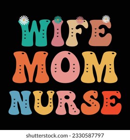 Retro wavy nurse typography t shirt design
