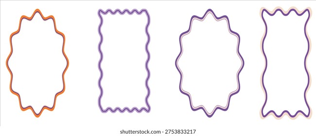 retro wavy pattern frame set scalloped ellipse,eps.10