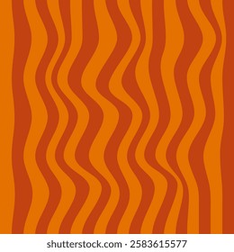 Retro Wavy Striped Pattern in Warm Orange and Brown Tones – Abstract 70s Inspired Design for Wallpapers, Textiles, and Backgrounds