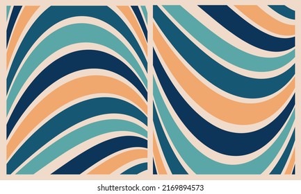Retro Wavy Stripes Lines Pattern Wallpaper Vector Background Texture