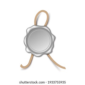Retro wax seal for royal letter, post or guaranty of privacy certificate detailed realistic label with empty space for sign. Isolated on white background. Vector illustration
