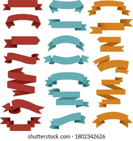 Retro Web Ribbon Big Set White background, Vector Illustration