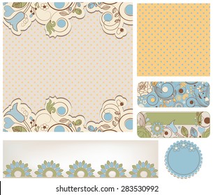 Retro wedding backgrounds floral and dots patterns