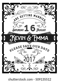 Tarjeta de matrimonio retro