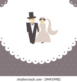 retro wedding card with couple