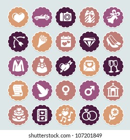 retro wedding collection - vector icons and badges