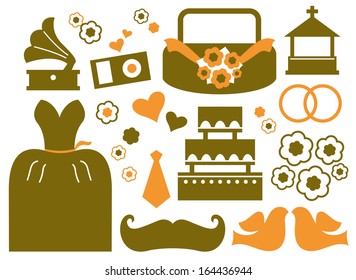Retro wedding design elements ( brown )