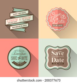 Retro Wedding frame flat design icon set for tag label sticker badge