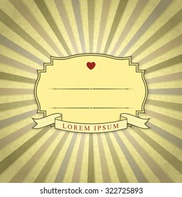 Retro Wedding Invitation Blank with Place for Text. Vintage Background with Label