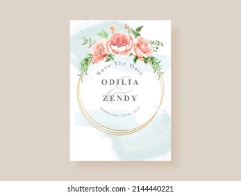 Retro wedding invitation card floral design