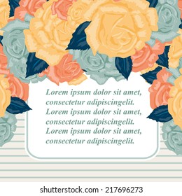 Retro Wedding invitation card with roses 