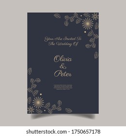 Retro wedding invitation on dark background. - Vector.