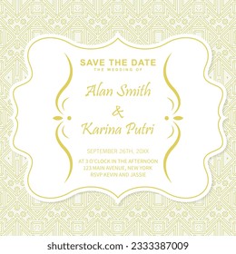 Retro wedding invitation on white background