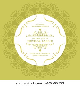 Retro wedding invitation on white background