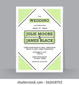 plantilla Invitación a boda retro. Decoración tradicional para la boda. Ilustración del vector