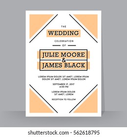 Retro Wedding Invitation template. Tradition decoration for wedding. Vector illustration