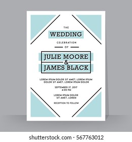 plantilla Invitación a boda retro. Decoración tradicional para la boda. Ilustración del vector
