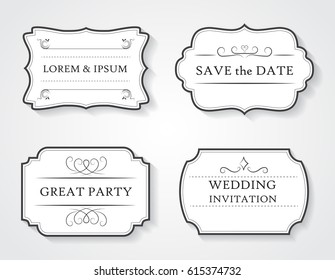 Retro wedding labels.Vector vintage frames.Perfect for invitations.