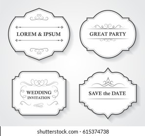 Retro wedding labels.Vector vintage frames.Perfect for invitations.