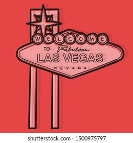 Retro Welcome to Las Vegas Sign. Nevada Casino Style Illustration. Vector Banner Background