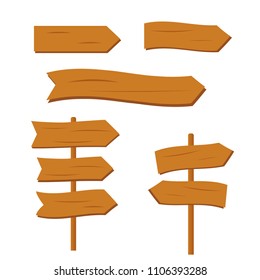 Retro western signs with empty space on wood. Wooden sign set