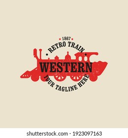 Tren occidental retro, símbolo vectorial vintage