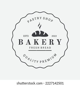 Retro wheat bread logo template. Badge for bakery, home made bakery, restaurant or cafe, patisserie, business.