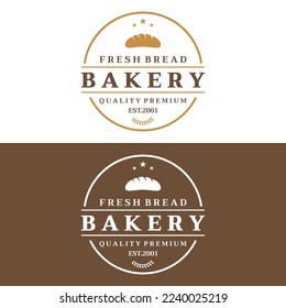 Retro wheat bread logo template. Badge for bakery, home made bakery, restaurant or cafe, patisserie, business.