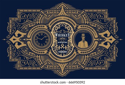 Retro whiskey label. Vector layered