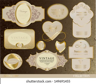 Retro white gold label/can be used for invitation, congratulation or website layout vector/ vector collection