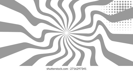 Fondo abstracto retro de la textura del rayo de sol de la salida del sol de la estrella del rayo vintage de la explosión blanca y gris. dibujos animados de Anuncio de luz de círculo de Ilustración vectorial.