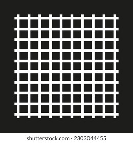 Retro white grid black background. Abstract geometric ornament. Vector illustration.