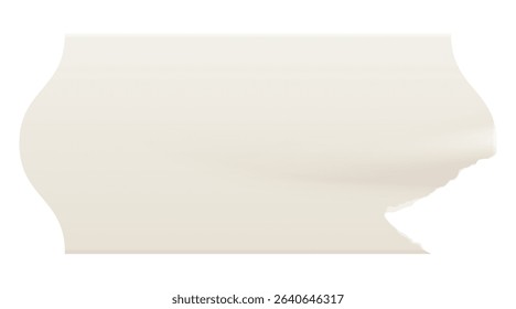 Retro white rectangle price tag sticker. Wrinkled badge with a ripped paper edge. Old distressed blank label with grunge texture for scrapbook designs.	