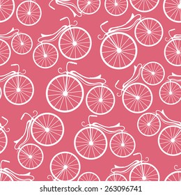 Retro white and red bicycles pattern