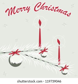 Retro white and red Christmas ornament card (eps10); jpg version also available