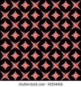 retro white and red shapes isolated on black background
