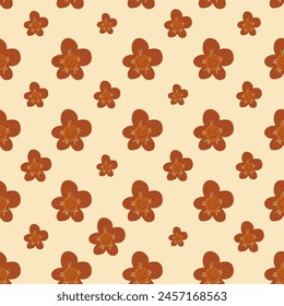 Retro wild flowers seamless pattern. Floral endless background. Botanic repeat cover. Vector flat hand drawn illustration.