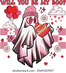 Retro Will You Be My Boo Ghost With Heart