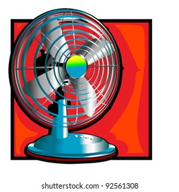 retro wind fan clip art with a short pedestal