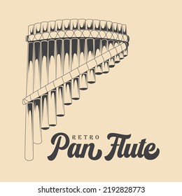 Instrumento musical retro Wind Pan Flute Vector Dibujo