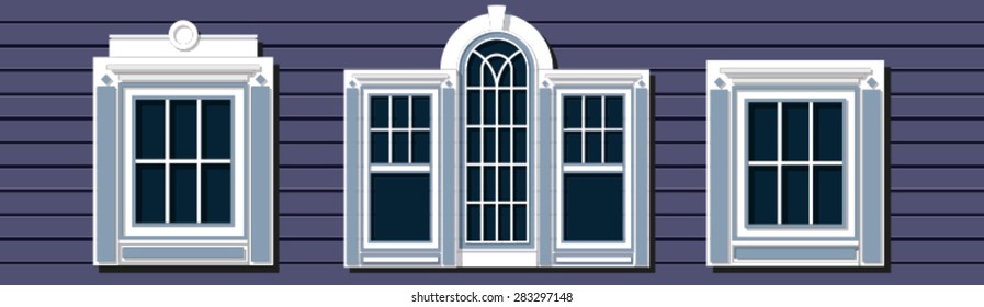 retro window on a wall of house