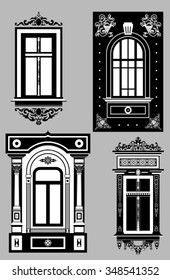 retro windows different designs on gray background