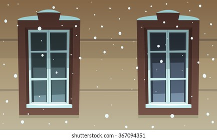 Retro Windows in Snow