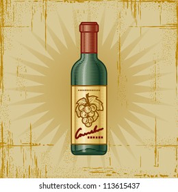Retro Wine Bottle. Vector