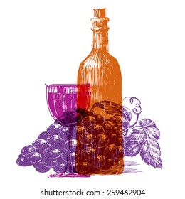 retro wine vector logo design template. grape or glass icon.