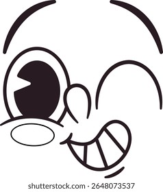 Retro winking caricature face emoji
